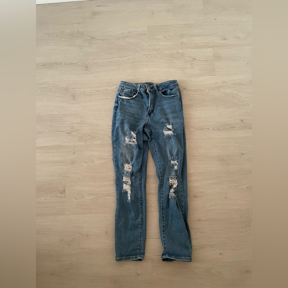 Distressed Blue Jeans